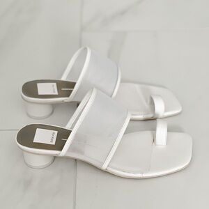 Dolce Vita White Mesh Round Block Heel Sandals